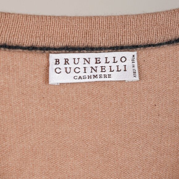 Brunello Cucinelli Beige Cashmere Elbow-Patch Sweater - Picture 7 of 9